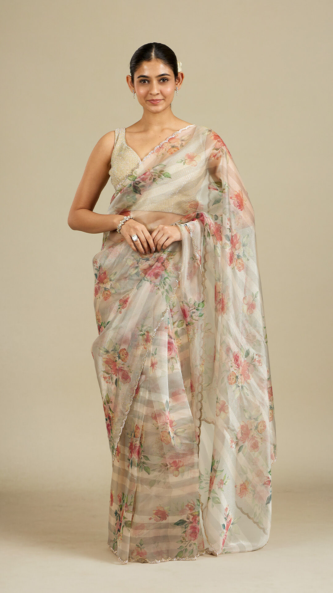 Elegant chiffon saree for a contemporary look.